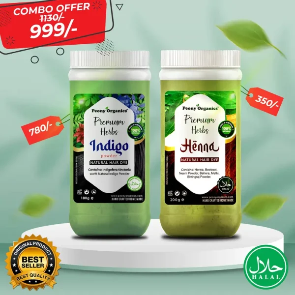Indigo + Henna Natural Dark Hair Color Combo